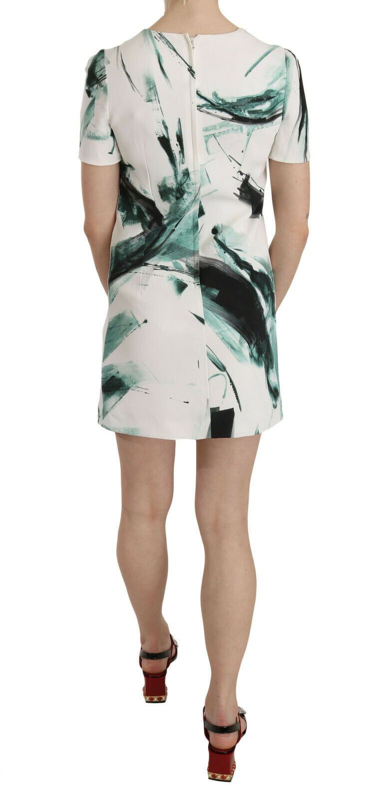Robe mini droite blanche, noire et bleue Dolce &amp; Gabbana