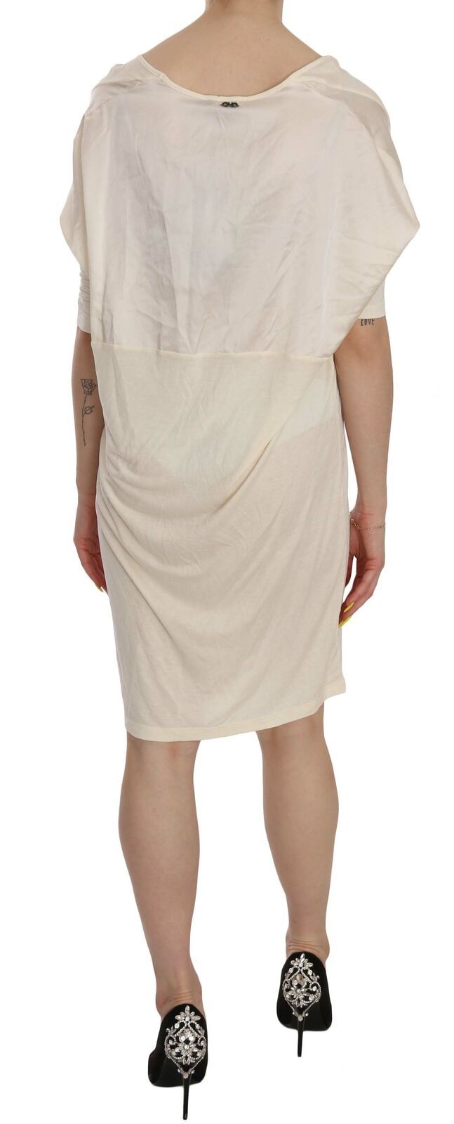 Robe crème à col rond et longueur genou de Costume National