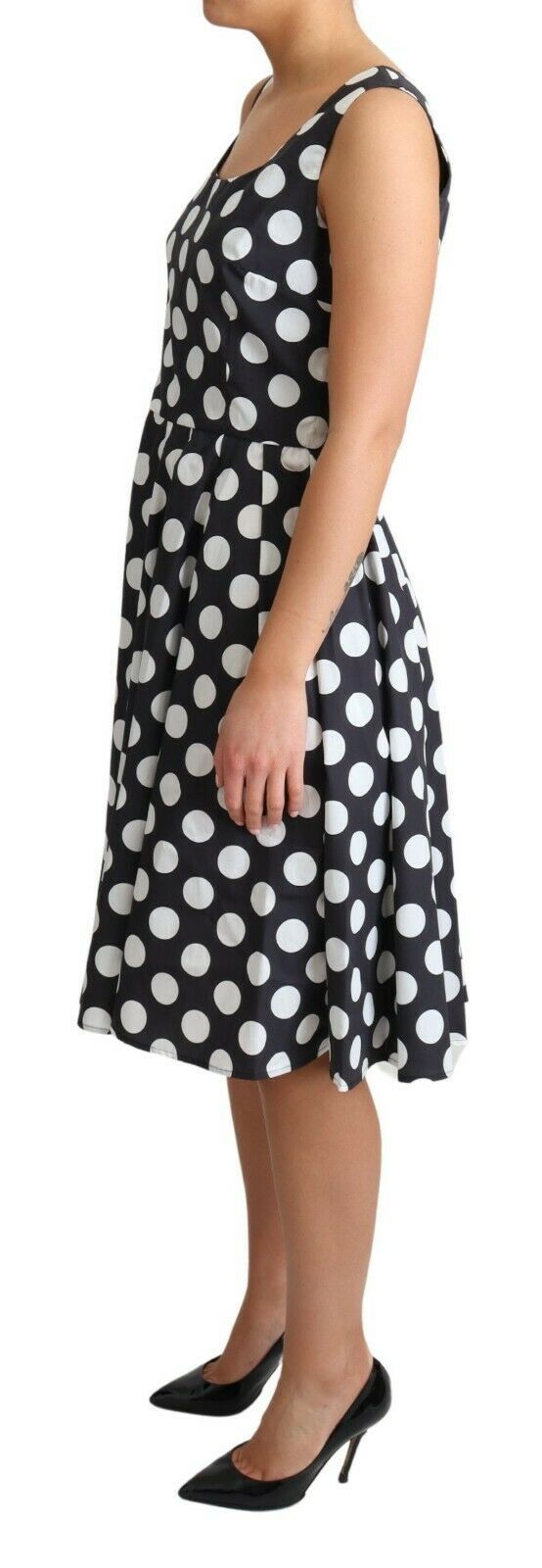 Robe trapèze en coton noir à pois de Dolce &amp; Gabbana