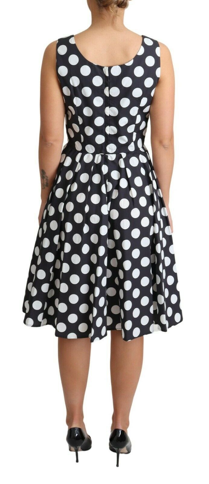 Robe trapèze en coton noir à pois de Dolce &amp; Gabbana