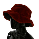 Chapeau seau à large bord en fourrure rouge bordeaux Dolce &amp; Gabbana