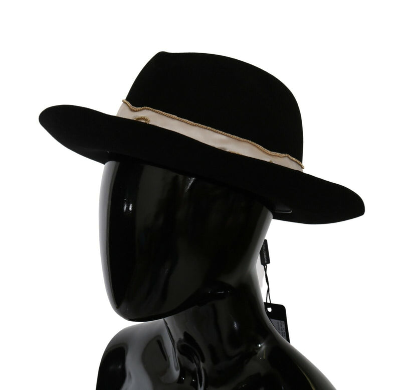 Dolce &amp; Gabbana Chapeau Panama noir à large bord Lapin Amor Gignit