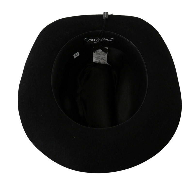 Dolce &amp; Gabbana Chapeau Panama noir à large bord Lapin Amor Gignit