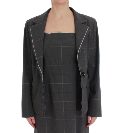 Ensemble tailleur-pantalon en coton à carreaux gris BENCIVENGA