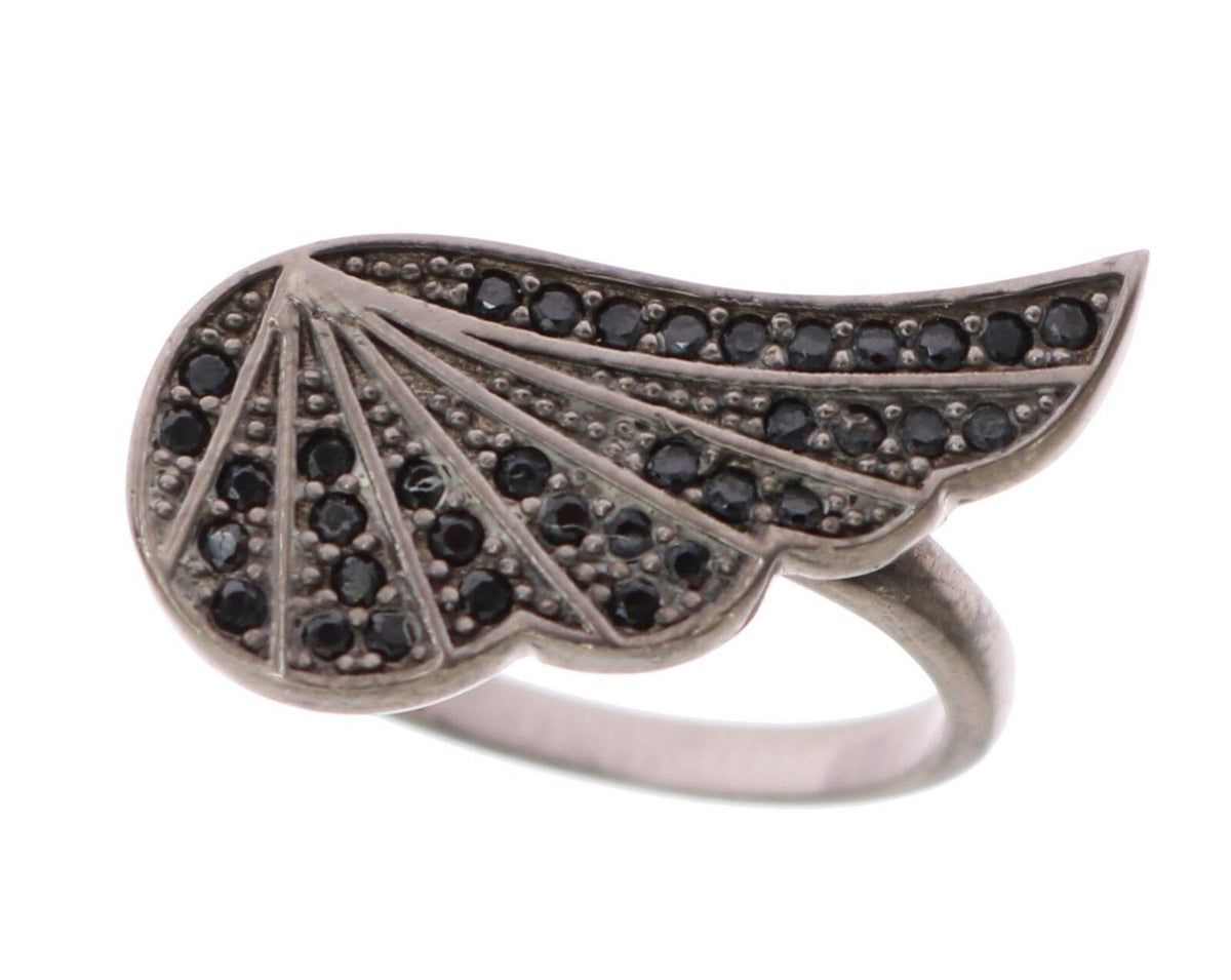 Bague Nialaya en argent 925 et rhodium pour femme avec zircone noire