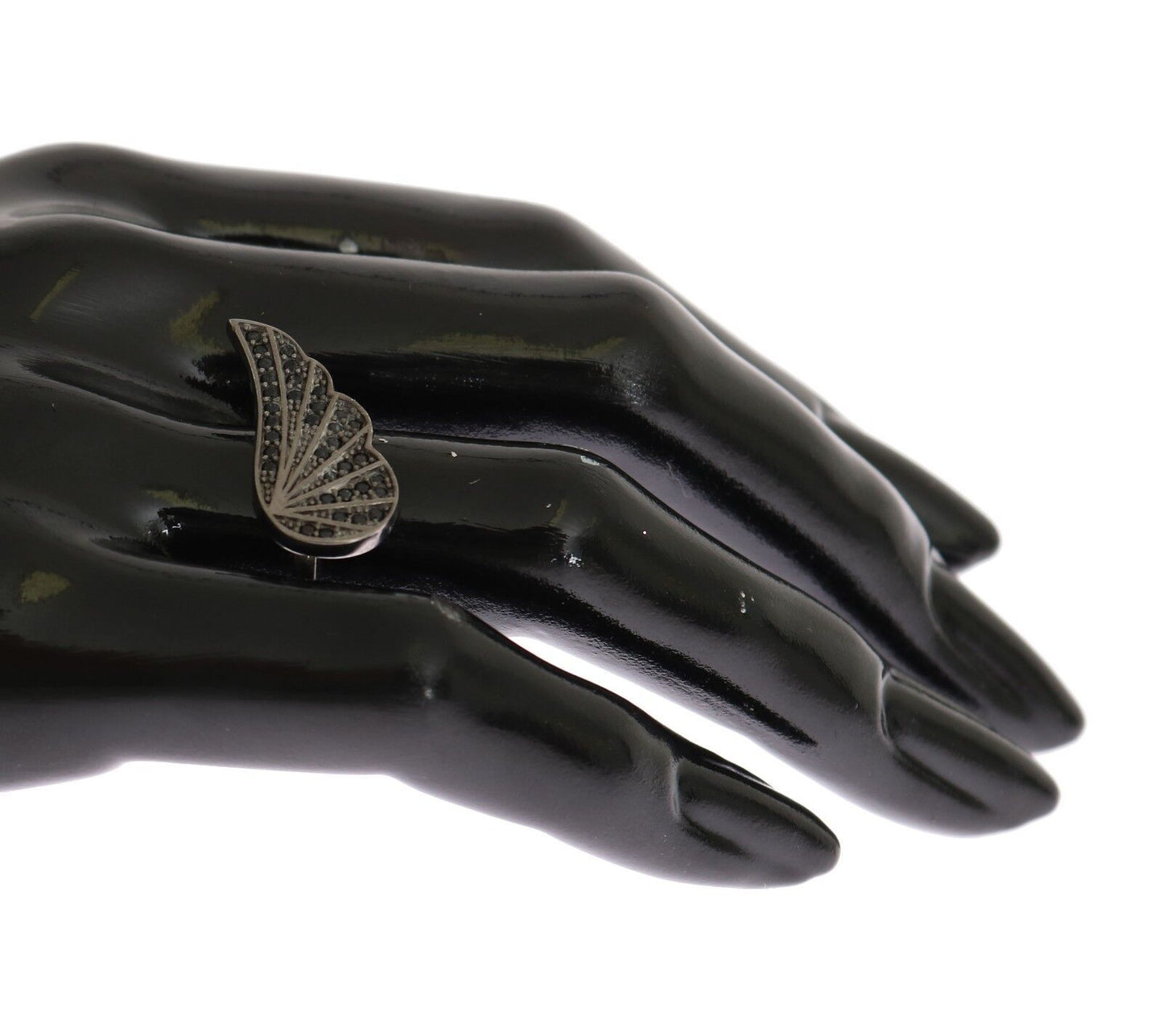 Nialaya Zilveren Dames Zwarte CZ Rhodium 925 Ring