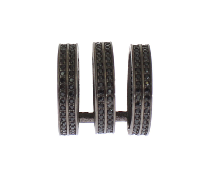 Bague Nialaya en argent 925 rhodié et zircone cubique noire