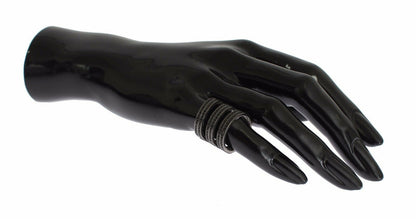 Nialaya Zwarte CZ Rhodium 925 Zilveren Ring