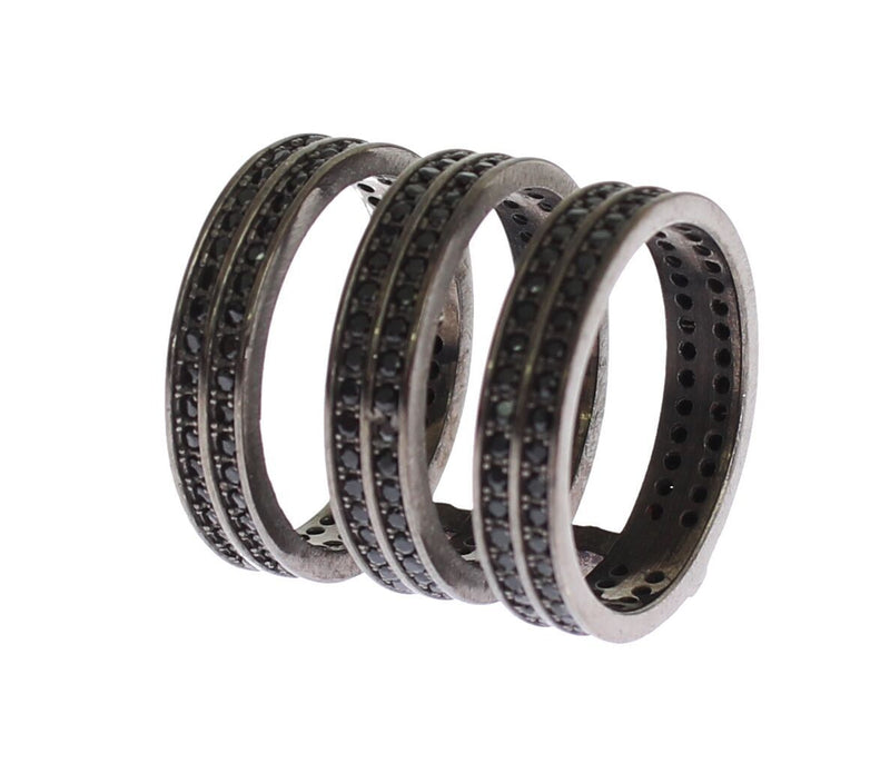 Bague Nialaya en argent 925 rhodié et zircone cubique noire