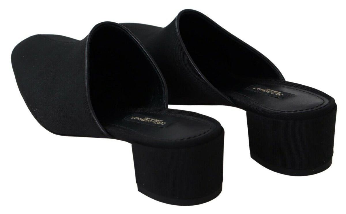 Sandales à plateforme en grosgrain noir Dolce &amp; Gabbana, chaussures femme.