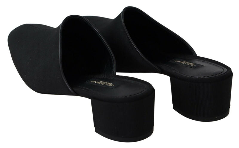 Sandales à plateforme en grosgrain noir Dolce &amp; Gabbana, chaussures femme.