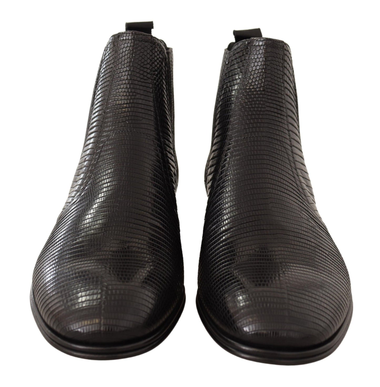 Bottes de cheville en cuir noir effet peau de lézard de Dolce & Gabbana