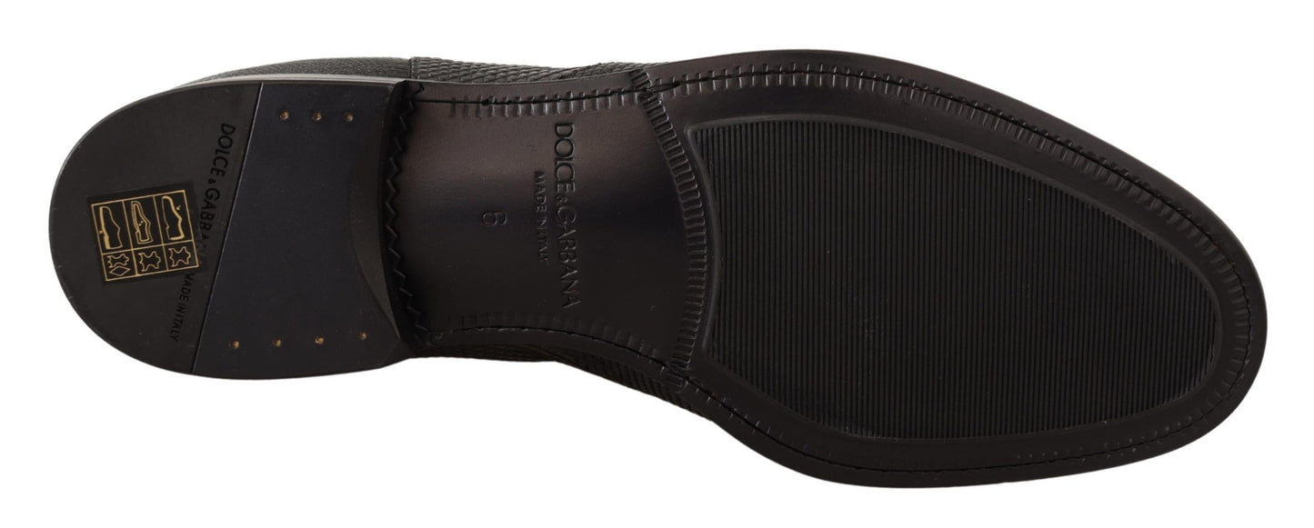 Bottes de cheville en cuir noir effet peau de lézard de Dolce & Gabbana
