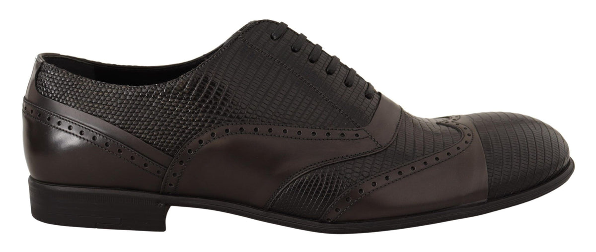 Chaussures Oxford en cuir de lézard marron de Dolce &amp; Gabbana