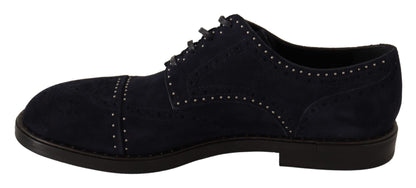 Chaussures derby en cuir de daim bleu avec clous de Dolce & Gabbana