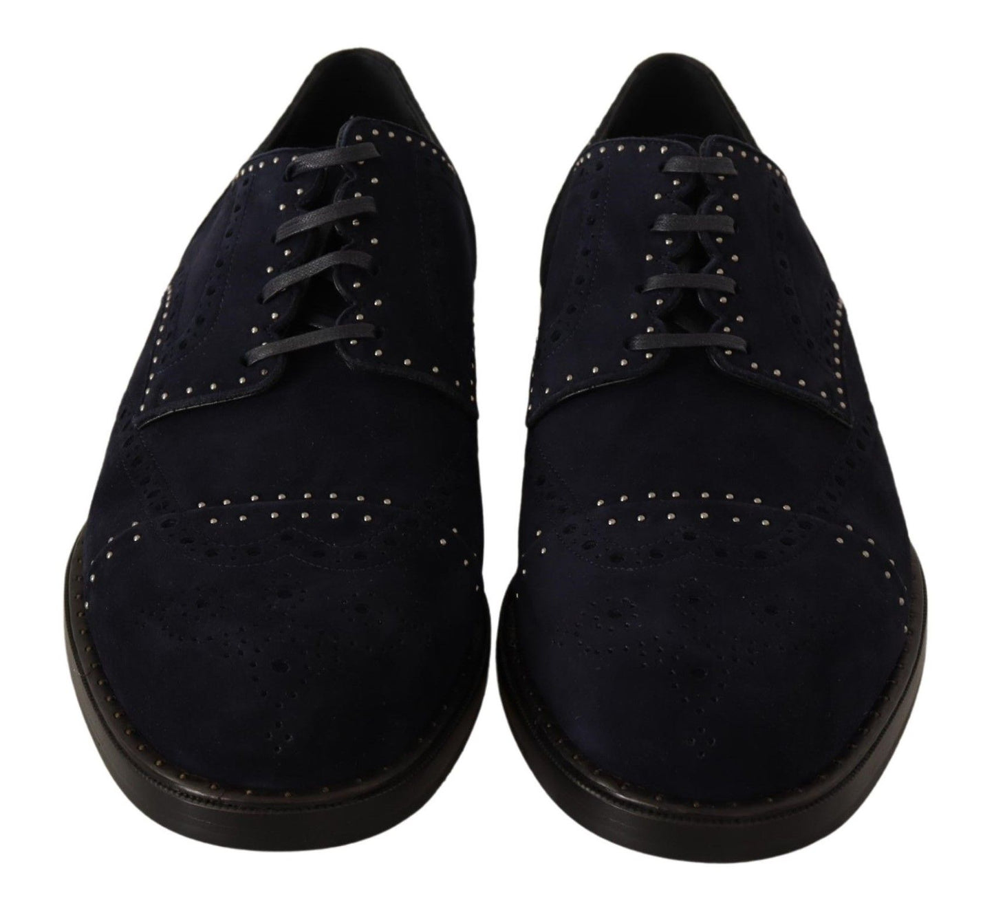 Chaussures derby en cuir de daim bleu avec clous de Dolce & Gabbana