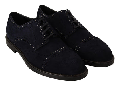 Chaussures derby en cuir de daim bleu avec clous de Dolce & Gabbana