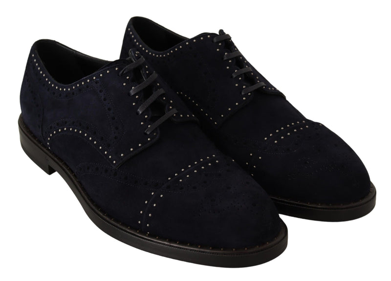 Chaussures derby en cuir de daim bleu avec clous de Dolce &amp; Gabbana