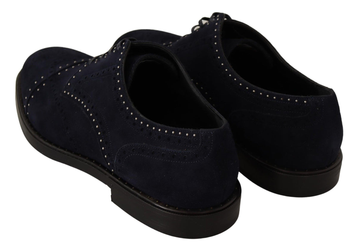 Chaussures derby en cuir de daim bleu avec clous de Dolce &amp; Gabbana