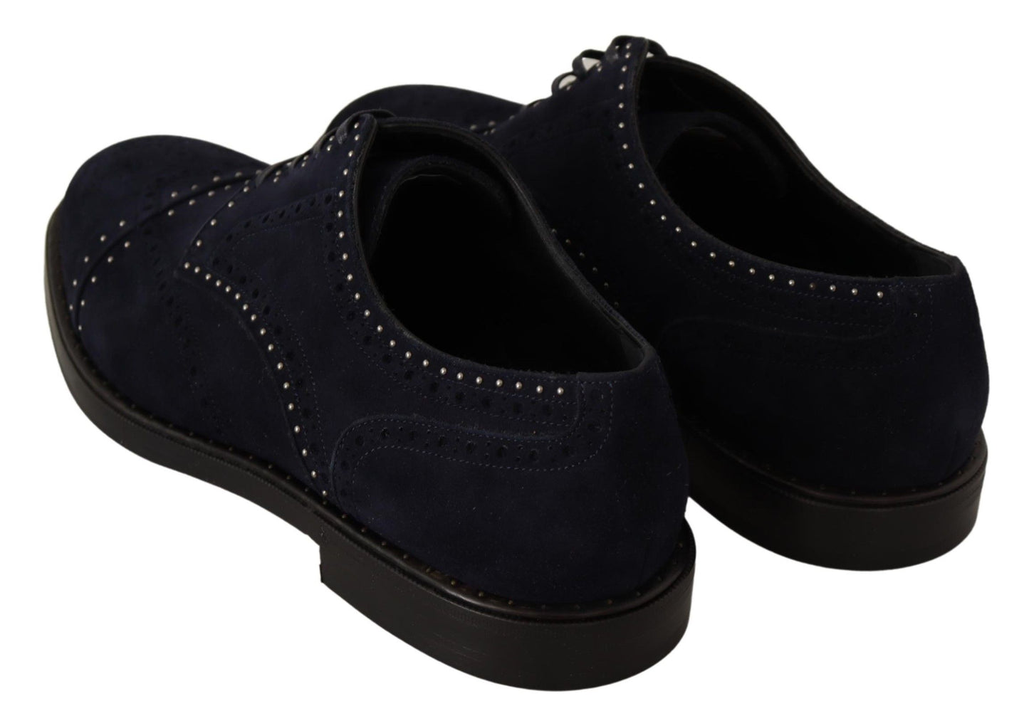 Chaussures derby en cuir de daim bleu avec clous de Dolce & Gabbana