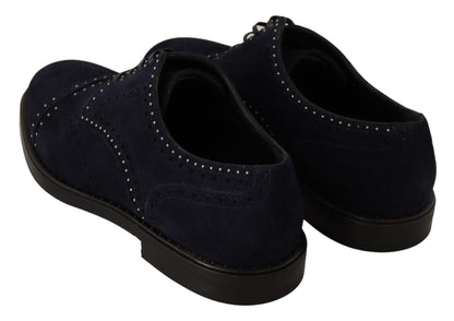 Chaussures derby en cuir de daim bleu avec clous de Dolce & Gabbana