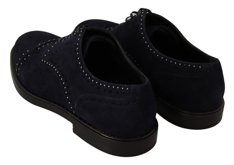 Chaussures derby en cuir de daim bleu avec clous de Dolce &amp; Gabbana