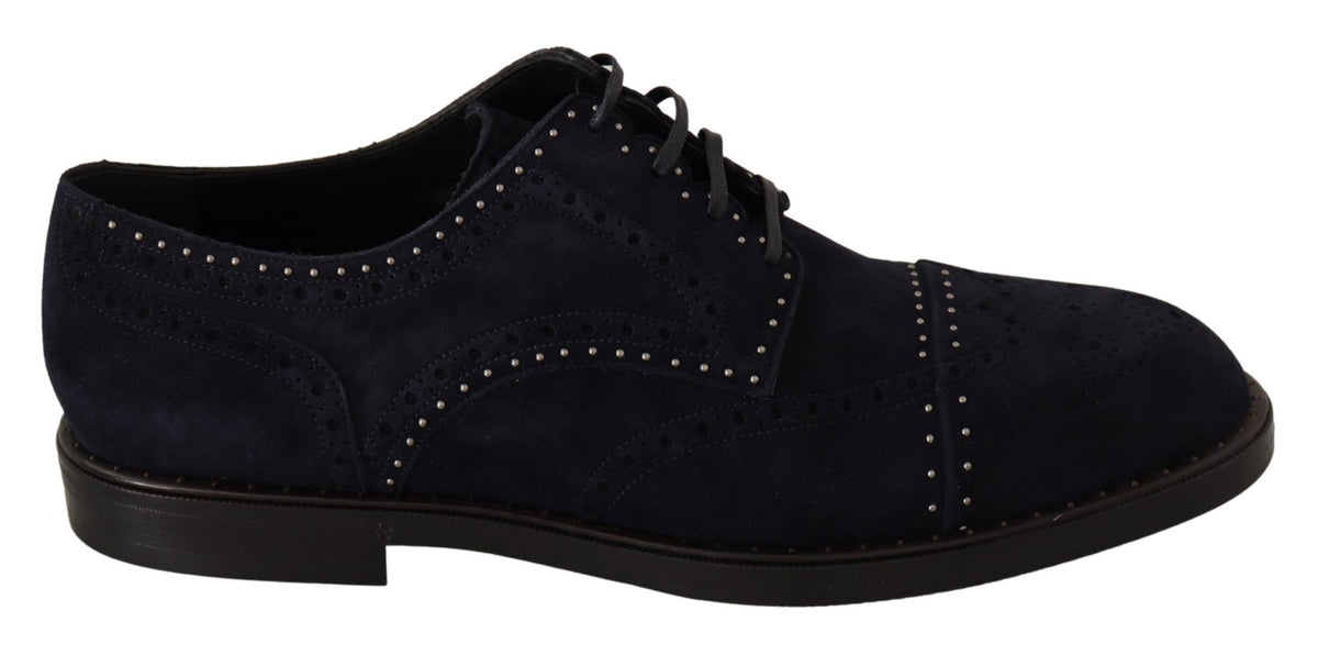Chaussures derby en cuir de daim bleu avec clous de Dolce &amp; Gabbana