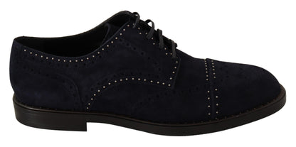 Chaussures derby en cuir de daim bleu avec clous de Dolce & Gabbana