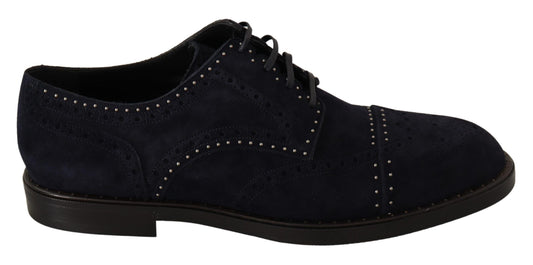 Chaussures derby en cuir de daim bleu avec clous de Dolce & Gabbana