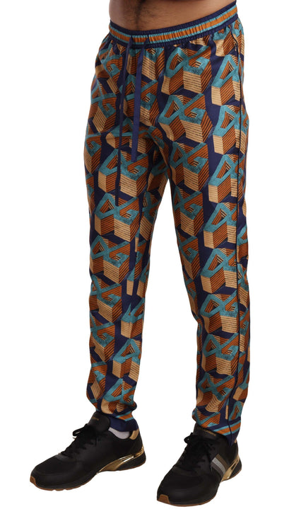 Pantalons de jogging en soie à motifs multicolores Dolce & Gabbana
