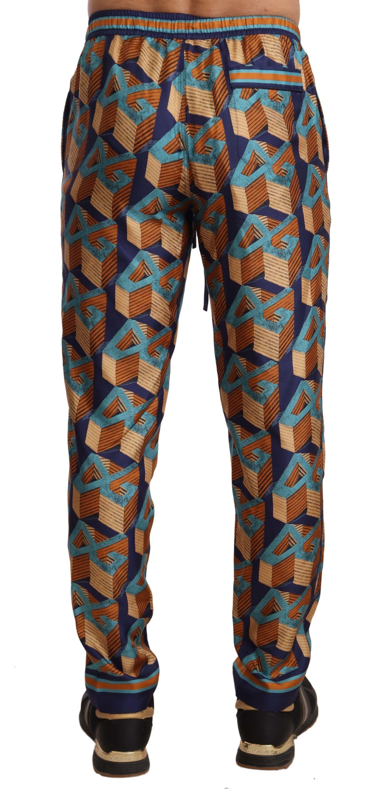 Pantalons de jogging en soie à motifs multicolores Dolce & Gabbana