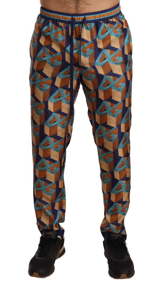 Pantalons de jogging en soie à motifs multicolores Dolce & Gabbana
