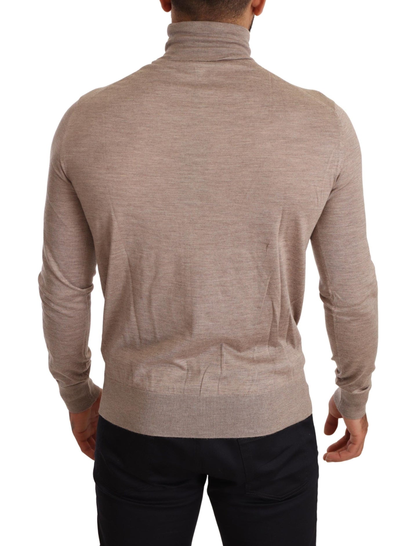 Pull en cachemire beige à col montant de Dolce & Gabbana