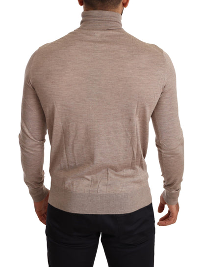 Pull en cachemire beige à col montant de Dolce & Gabbana