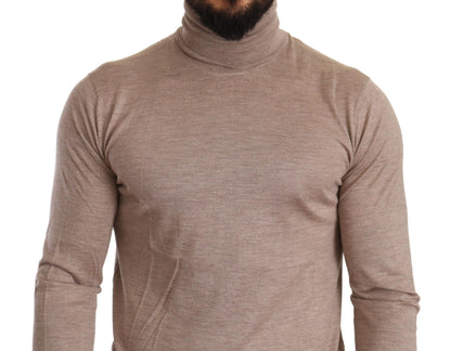 Pull en cachemire beige à col montant de Dolce & Gabbana