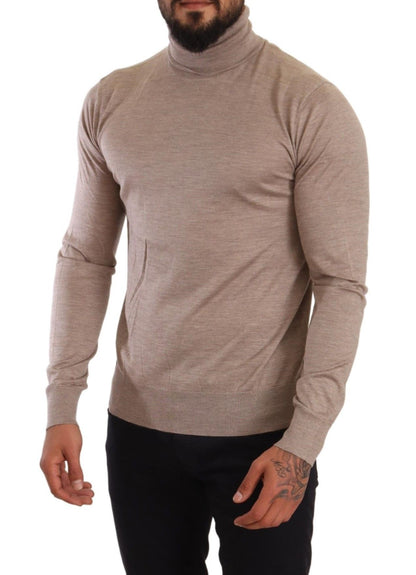 Pull en cachemire beige à col montant de Dolce & Gabbana