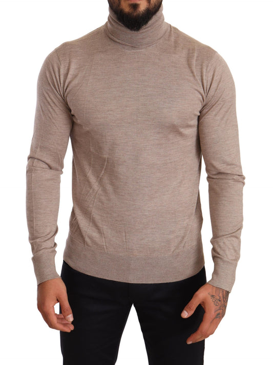 Pull en cachemire beige à col montant de Dolce & Gabbana