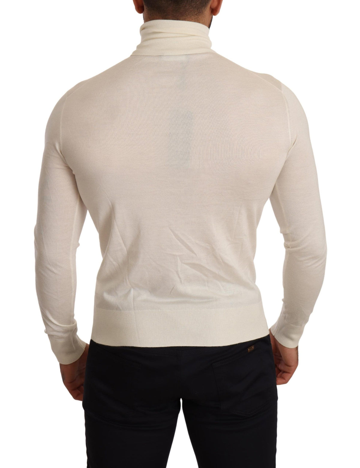 Pull en cachemire crème à col montant de Dolce &amp; Gabbana