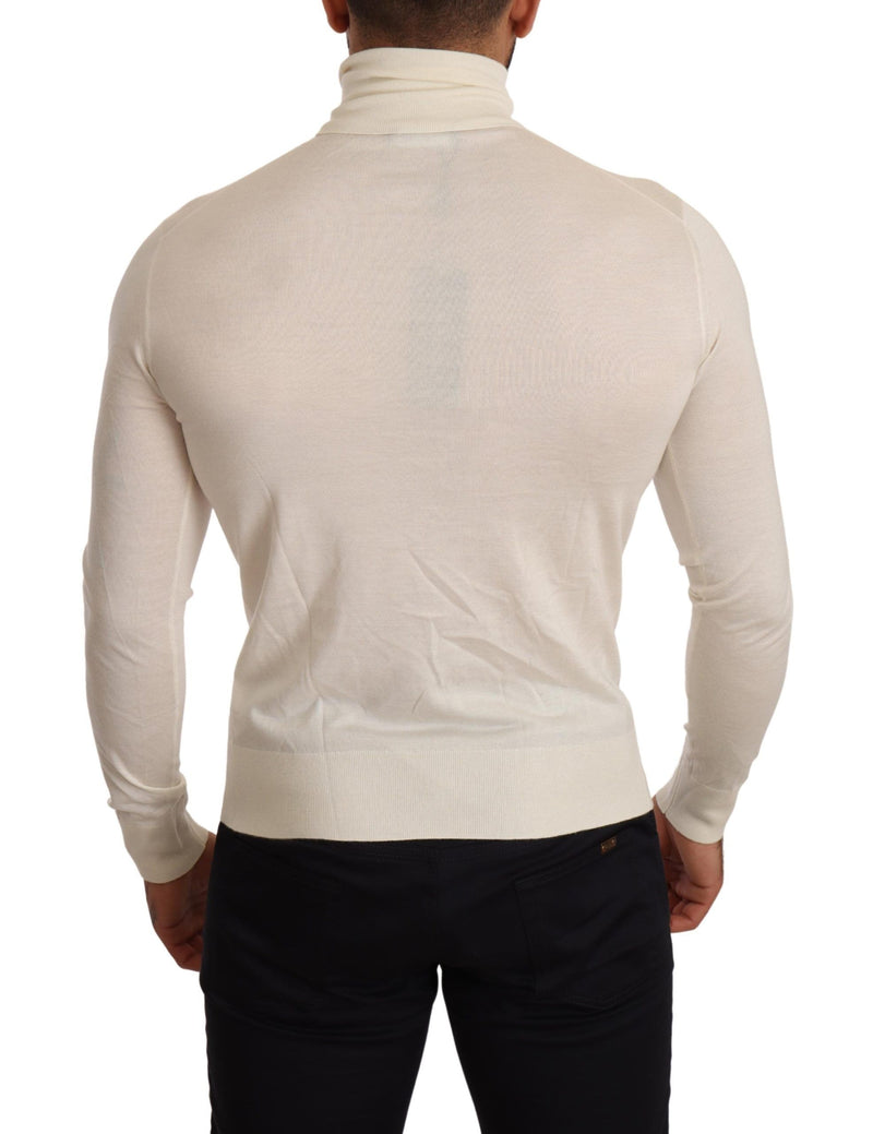 Pull en cachemire crème à col montant de Dolce &amp; Gabbana