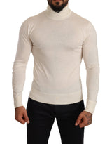 Pull en cachemire crème à col montant de Dolce &amp; Gabbana