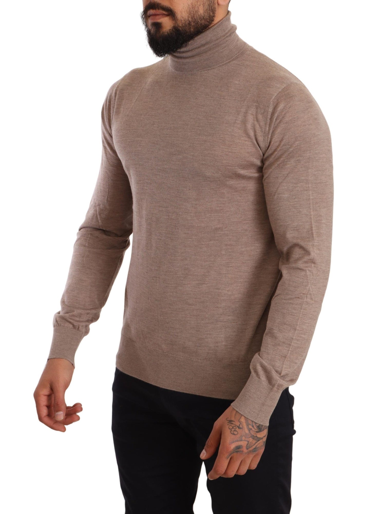 Pull en cachemire à col montant brun de Dolce & Gabbana