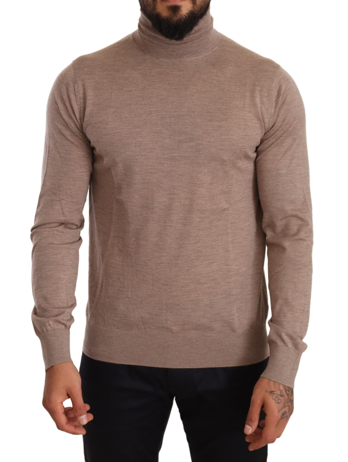 Pull en cachemire à col montant brun de Dolce &amp; Gabbana