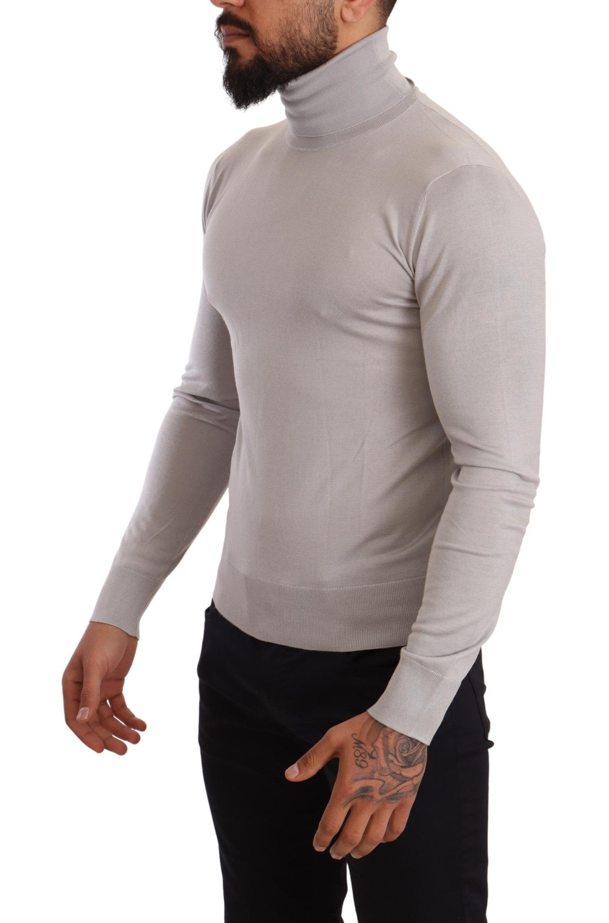 Pull en cachemire gris à col montant de Dolce &amp; Gabbana