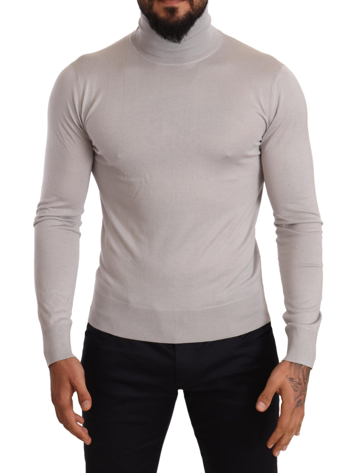 Pull en cachemire gris à col montant de Dolce &amp; Gabbana