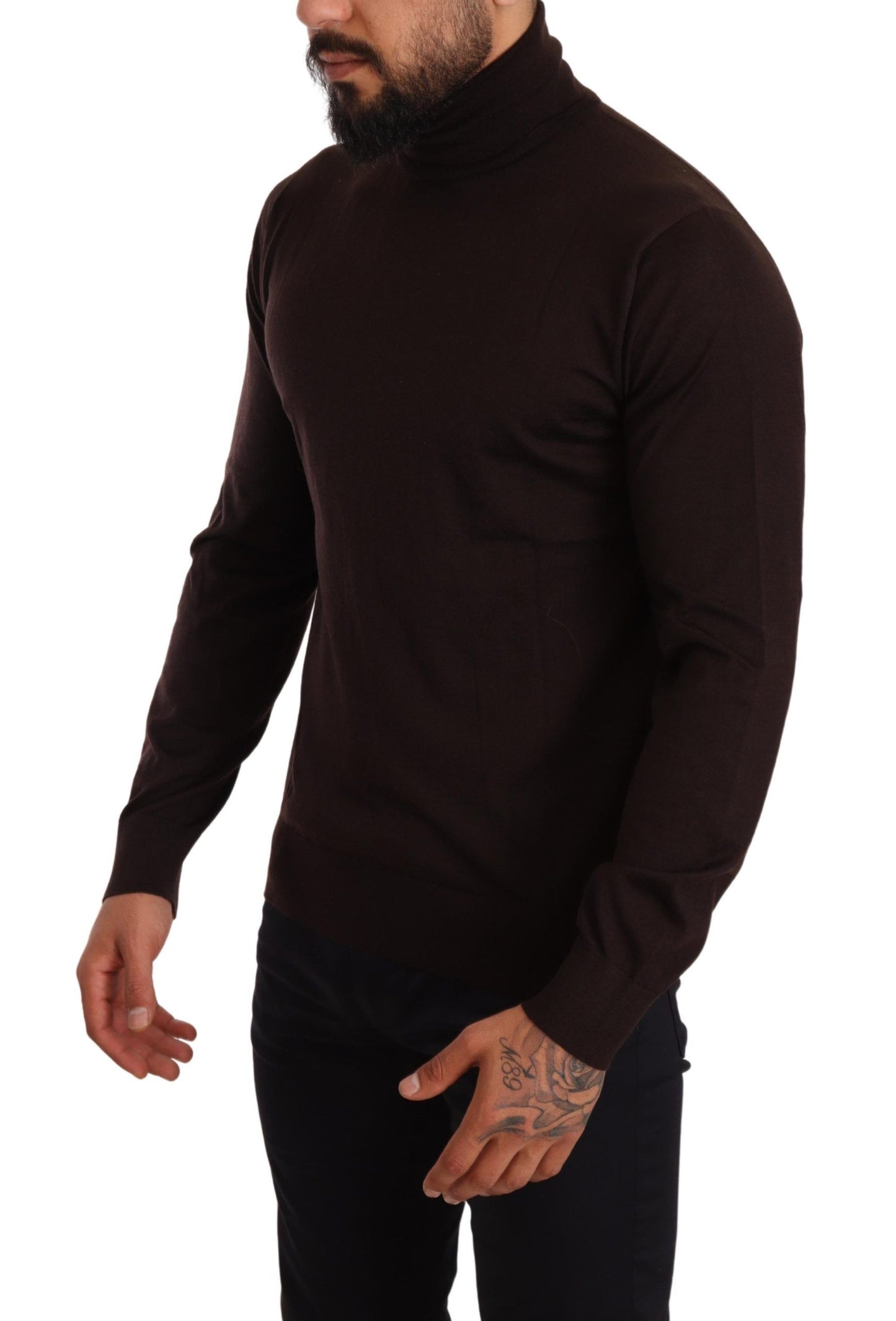 Pull en cachemire à col montant brun de Dolce & Gabbana