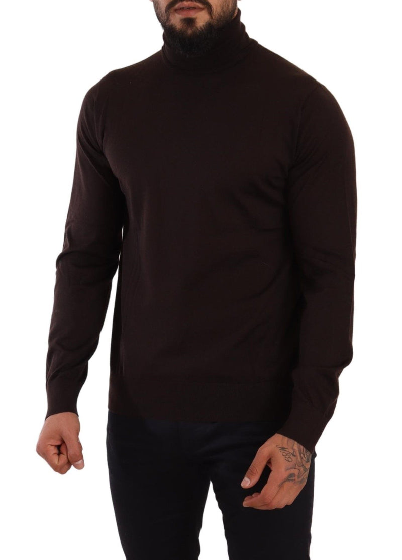 Pull en cachemire à col montant brun de Dolce &amp; Gabbana
