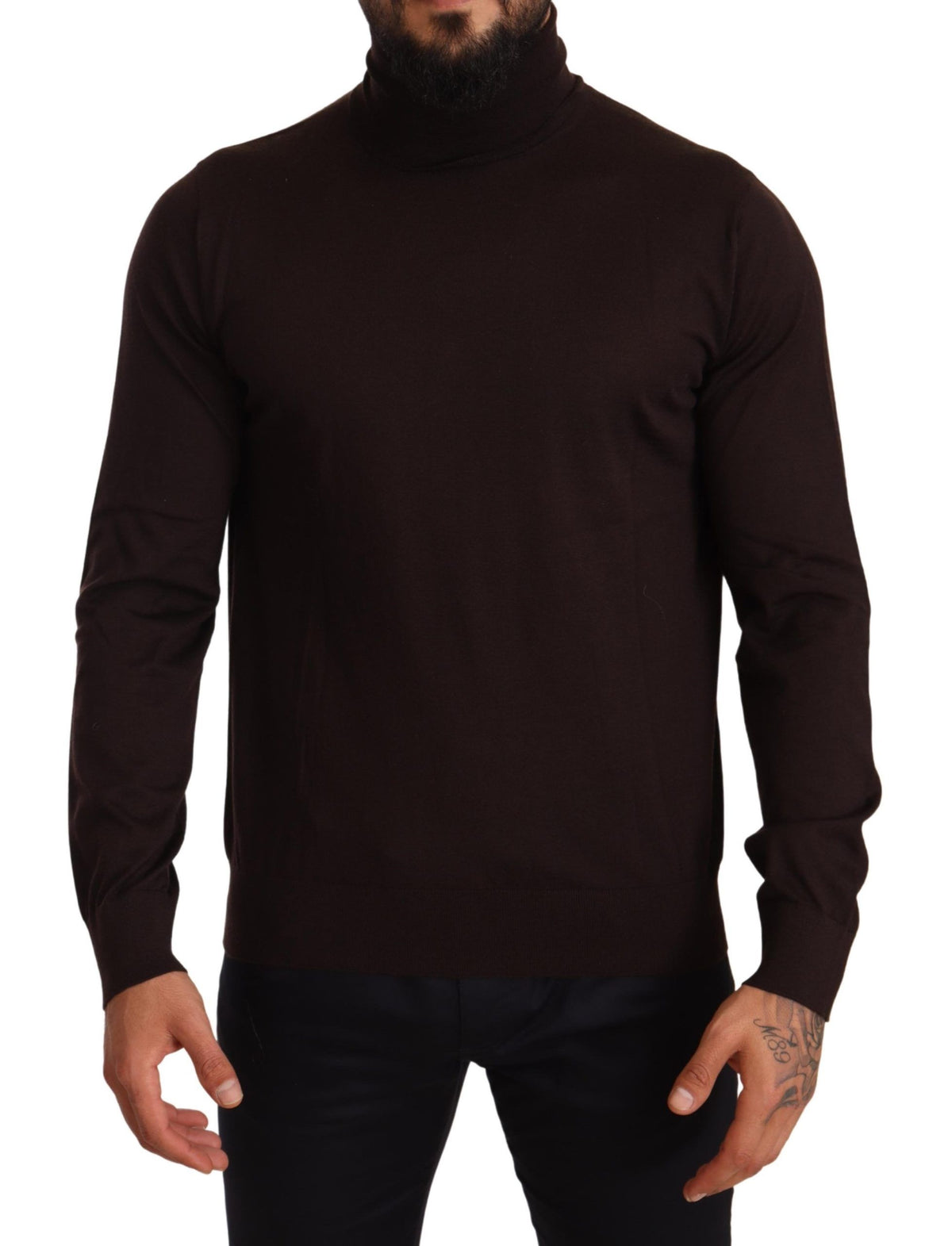 Pull en cachemire à col montant brun de Dolce &amp; Gabbana
