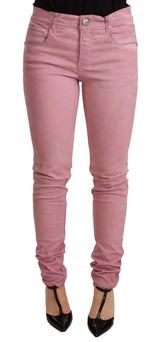 Pantalon en jean skinny pour femme, coupe slim, en coton rose, Acht.