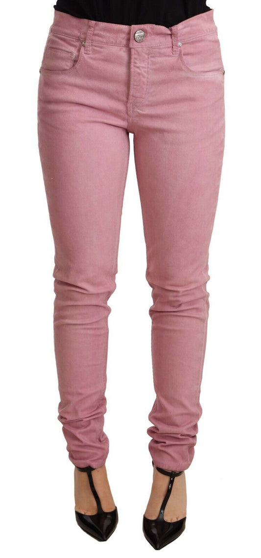 Pantalon en jean skinny pour femme, coupe slim, en coton rose, Acht.