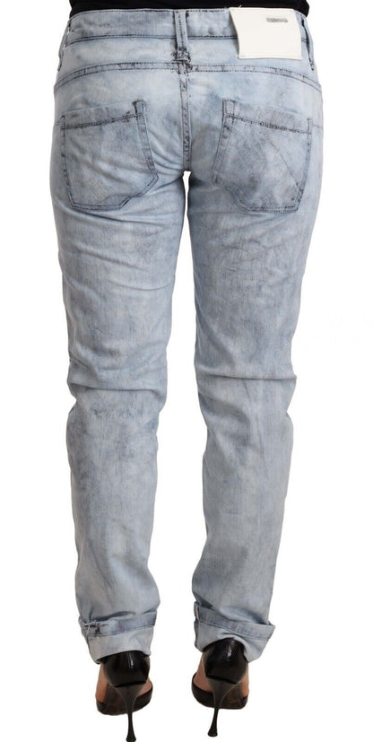 Pantalon en jean Acht en coton bleu clair délavé, avec revers au bas.